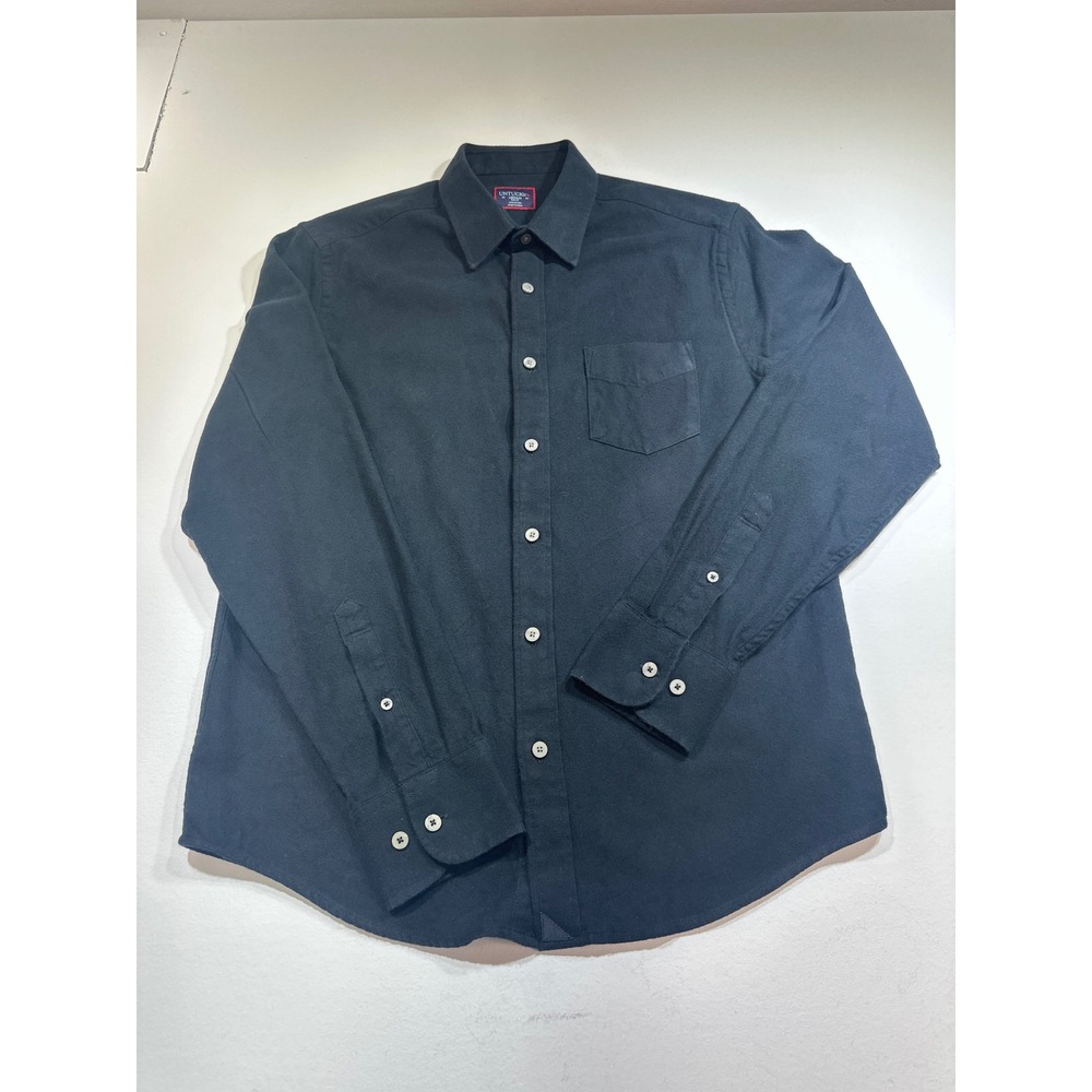 UNTUCKit Sherwood Black Flannel Shirt Mens Medium Slim Fit Cotton Button Up